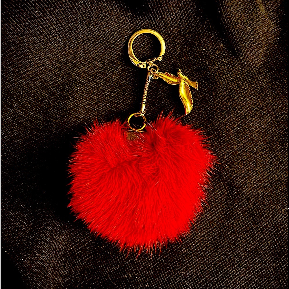 VALENTINES❣️ Custom made genuine mink ❤️ shaped keychain or purse or backpack.